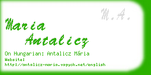 maria antalicz business card